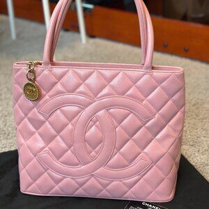 Chanel Pink Quilted Caviar Leather Tote